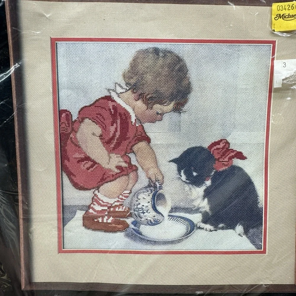 CREAM FOR KITTY DIMENSIONS NO COUNT CROSS STITCH NEW 1987 ‎ #3624